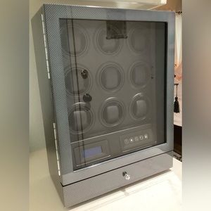 9 Watch Winder with LED, remote control, LCD, 2 watch storage